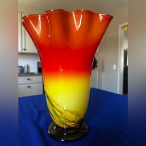 Orange Footed Handkerchief Vase Fulvio Bianconi style